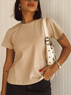 Blusa Manga Curta Básica Feminina 100% Algodão