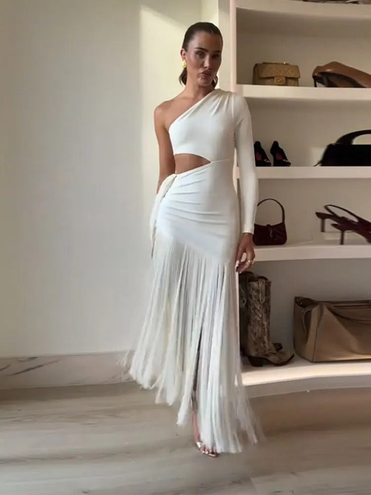 Vestido Feminino Elegante Franjas – Ana