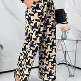 Calça Feminina Pantalona Estampa Geométrica