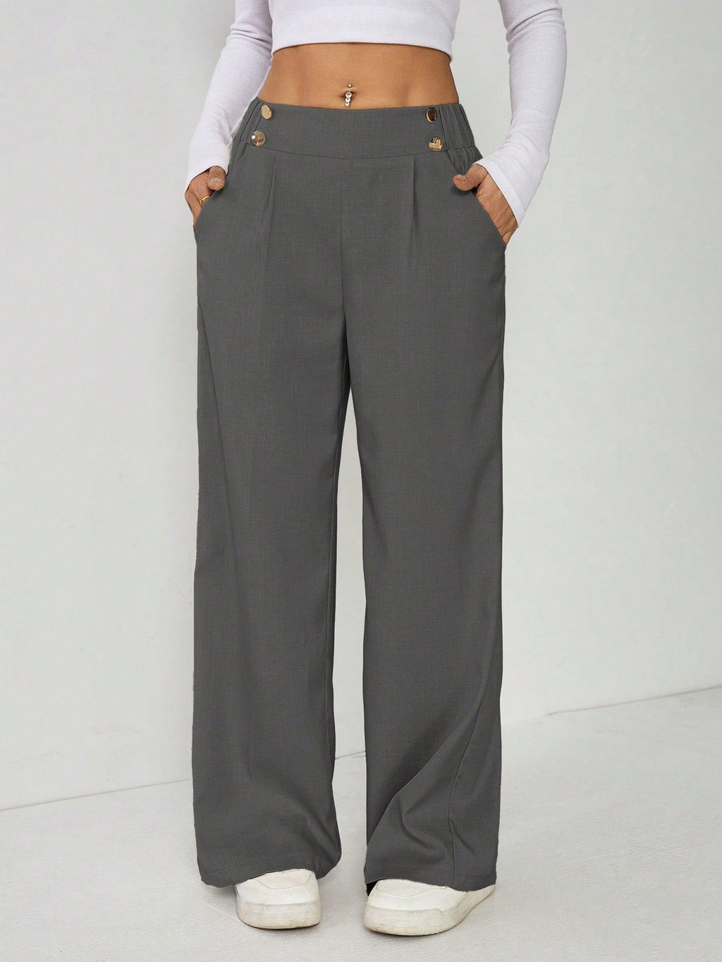 Calça Reta Feminina Alfaiataria com Elástico