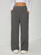 Calça Reta Feminina Alfaiataria com Elástico