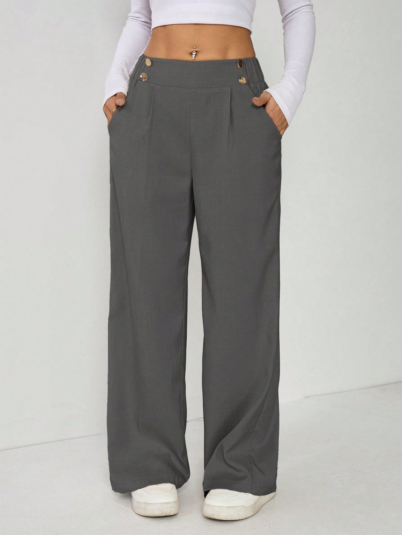 Calça Reta Feminina Alfaiataria com Elástico