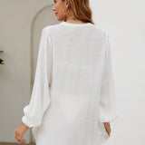 Saída de Praia Camisa com Botões Transparente