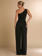 Macacão Assimétrico Um Ombro Só Feminino Elegante