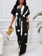 Macacão Feminino de Manga Curta Estampado