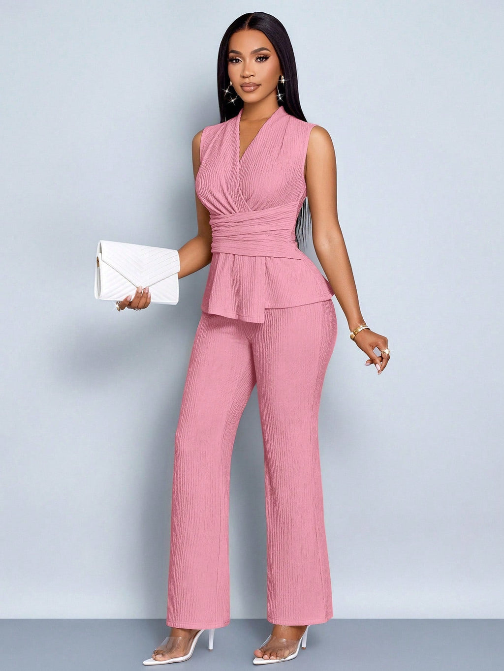 Conjunto Feminino Elegante Calça e Blusa Regata