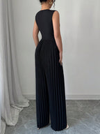 Macacão Feminino Pantalona Duas Cores Regata Decote V