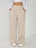 Calça Reta Feminina Alfaiataria com Elástico