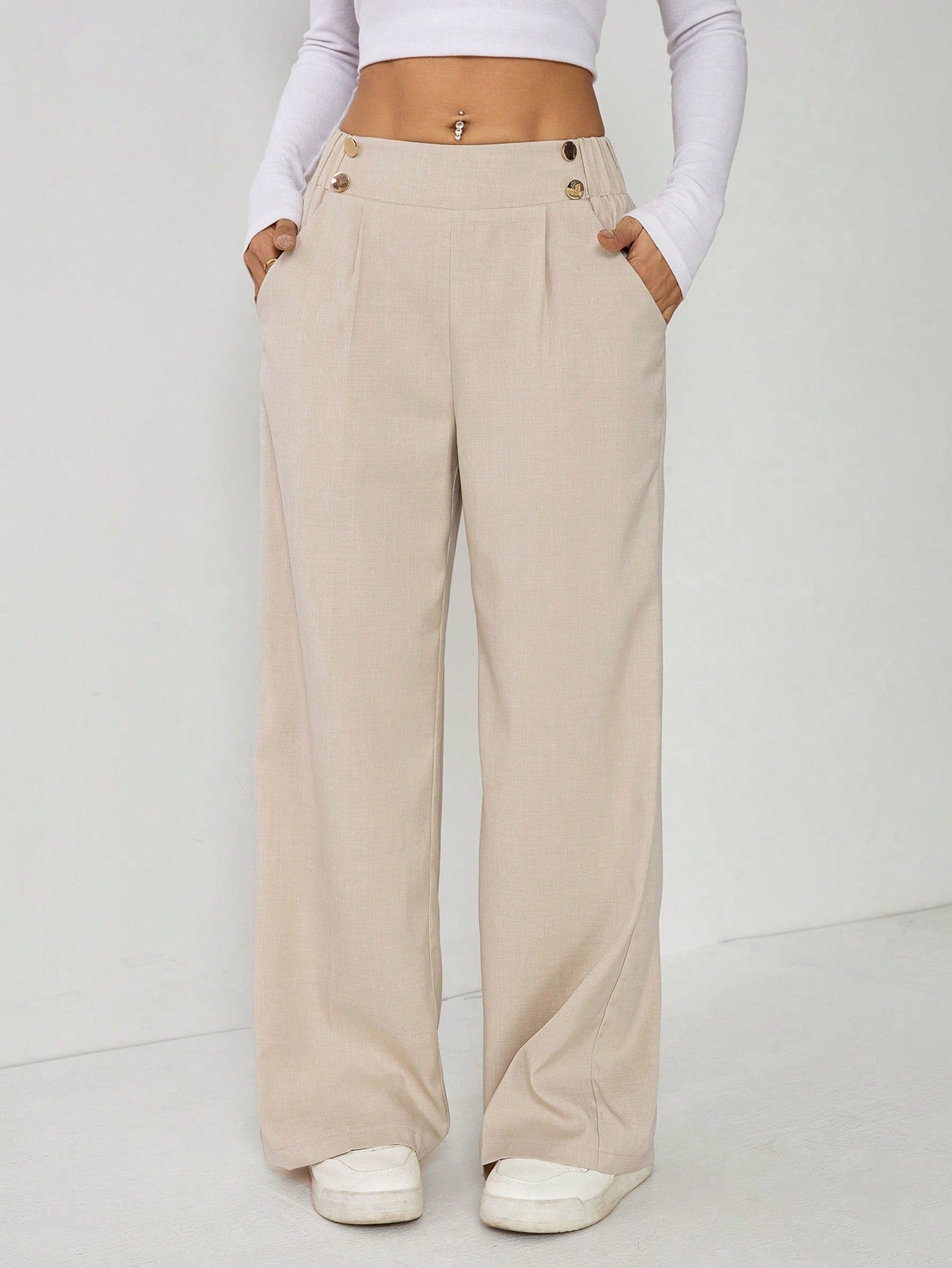 Calça Reta Feminina Alfaiataria com Elástico