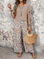 Conjunto Feminino Floral Soltinho Blusa e Calça Pantalona