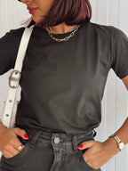 Blusa Manga Curta Básica Feminina 100% Algodão