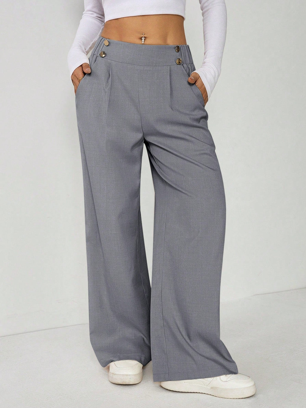 Calça Reta Feminina Alfaiataria com Elástico