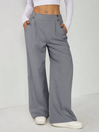 Calça Reta Feminina Alfaiataria com Elástico