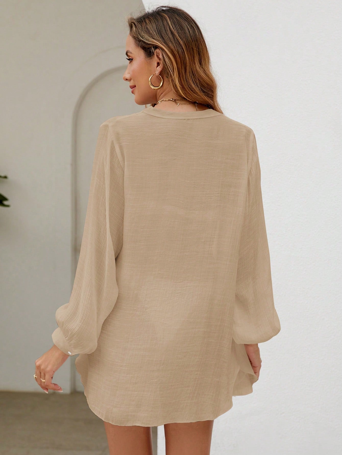 Saída de Praia Camisa com Botões Transparente