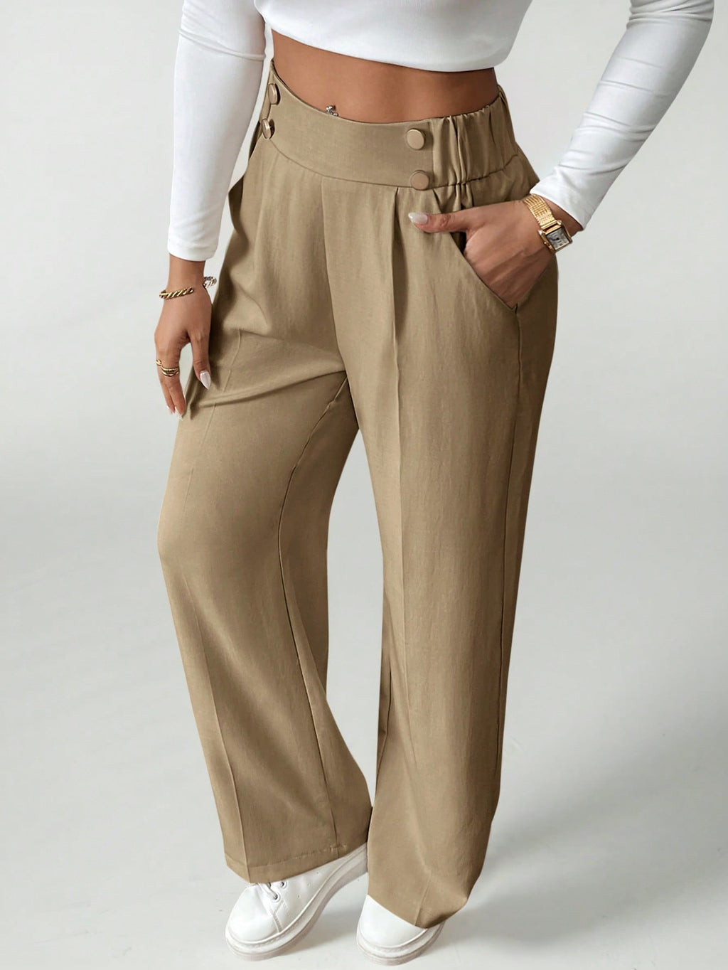 Calça Reta Feminina Alfaiataria com Elástico