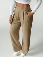 Calça Reta Feminina Alfaiataria com Elástico