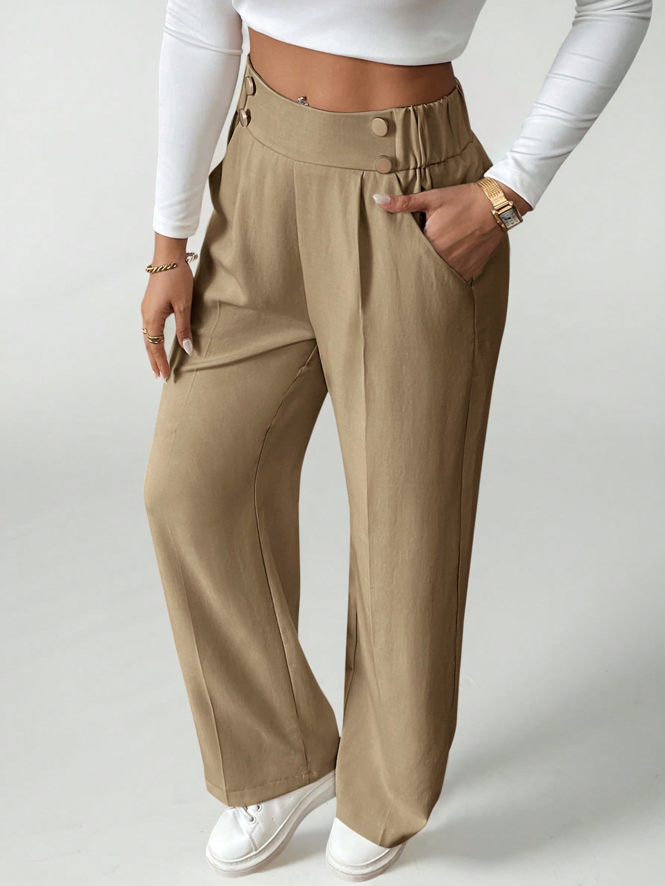 Calça Reta Feminina Alfaiataria com Elástico