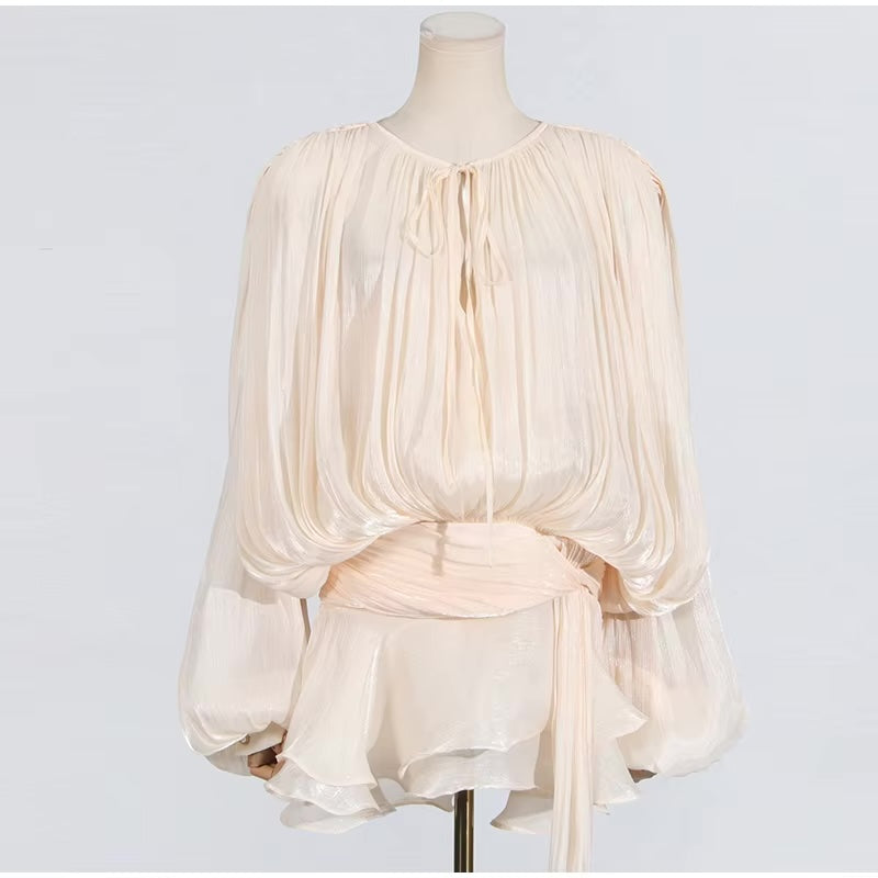 Vestido Feminino Acetinado Plissado -  Izuke