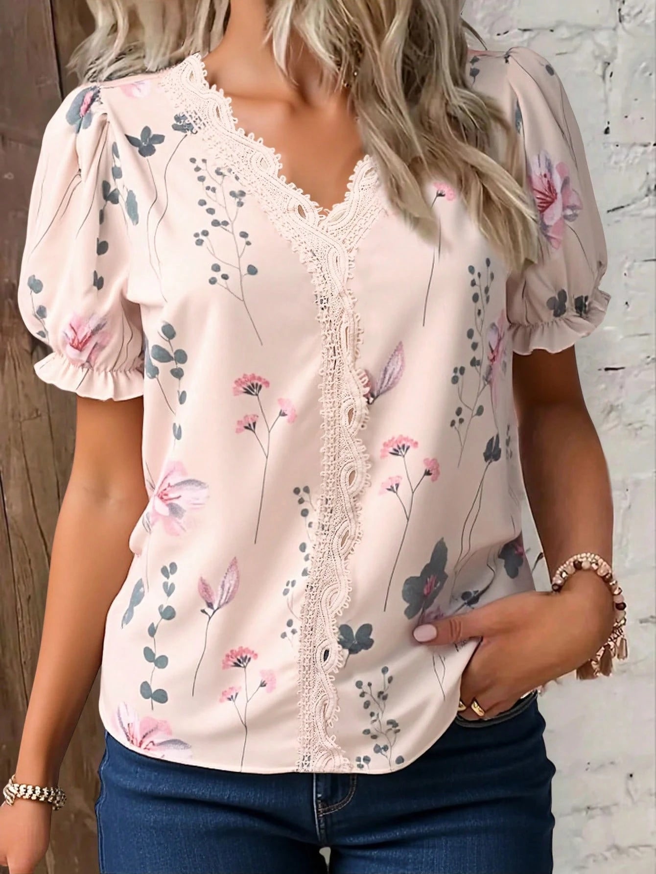 Blusa Feminina Manga Curta Chiffon Delicada Florida