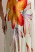 Vestido Longo com Estampa Floral Laranja – Decote Coração