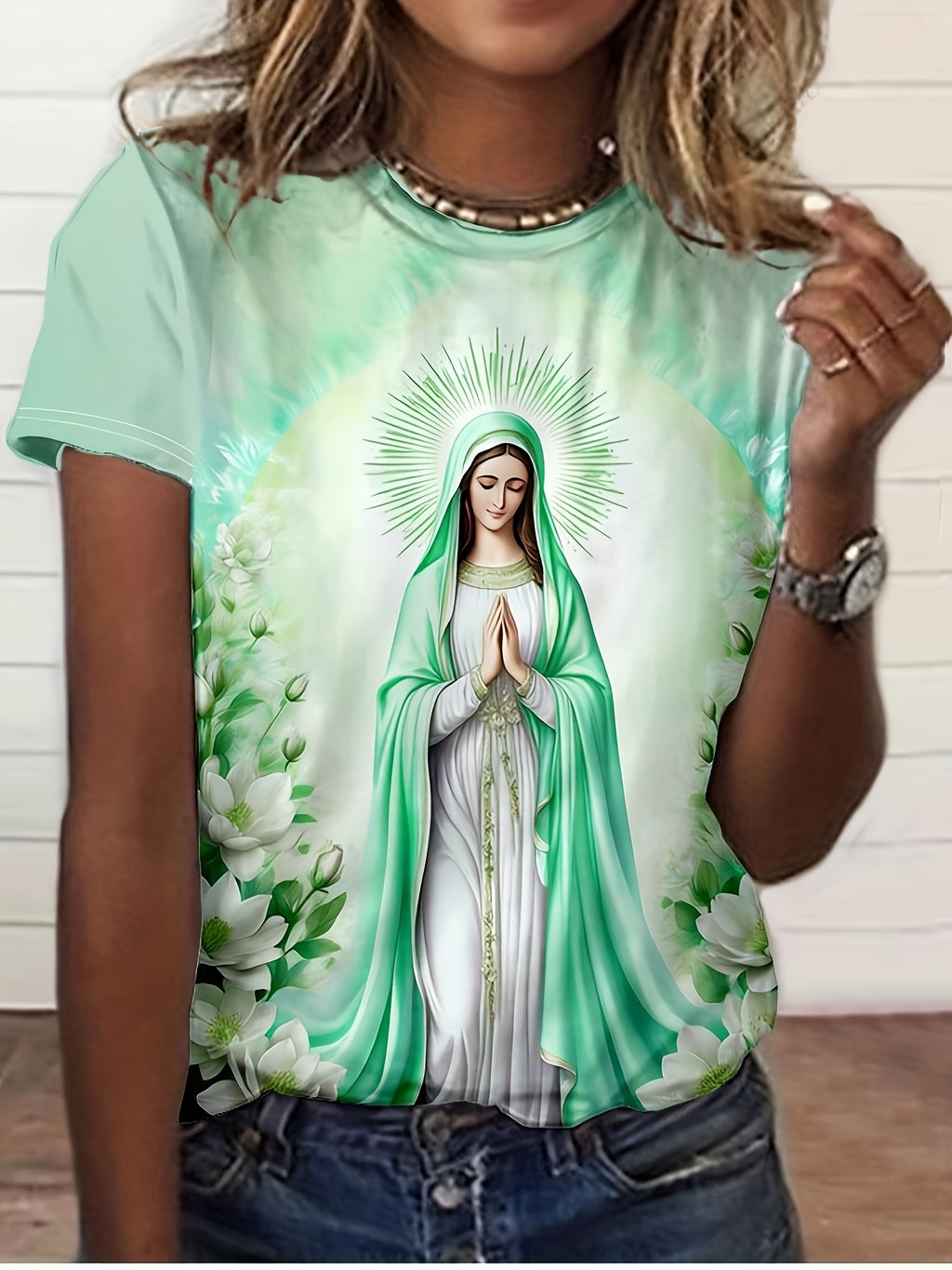 Camiseta Nossa Senhora – Devoção, Beleza e Proteção no Seu Dia a Dia