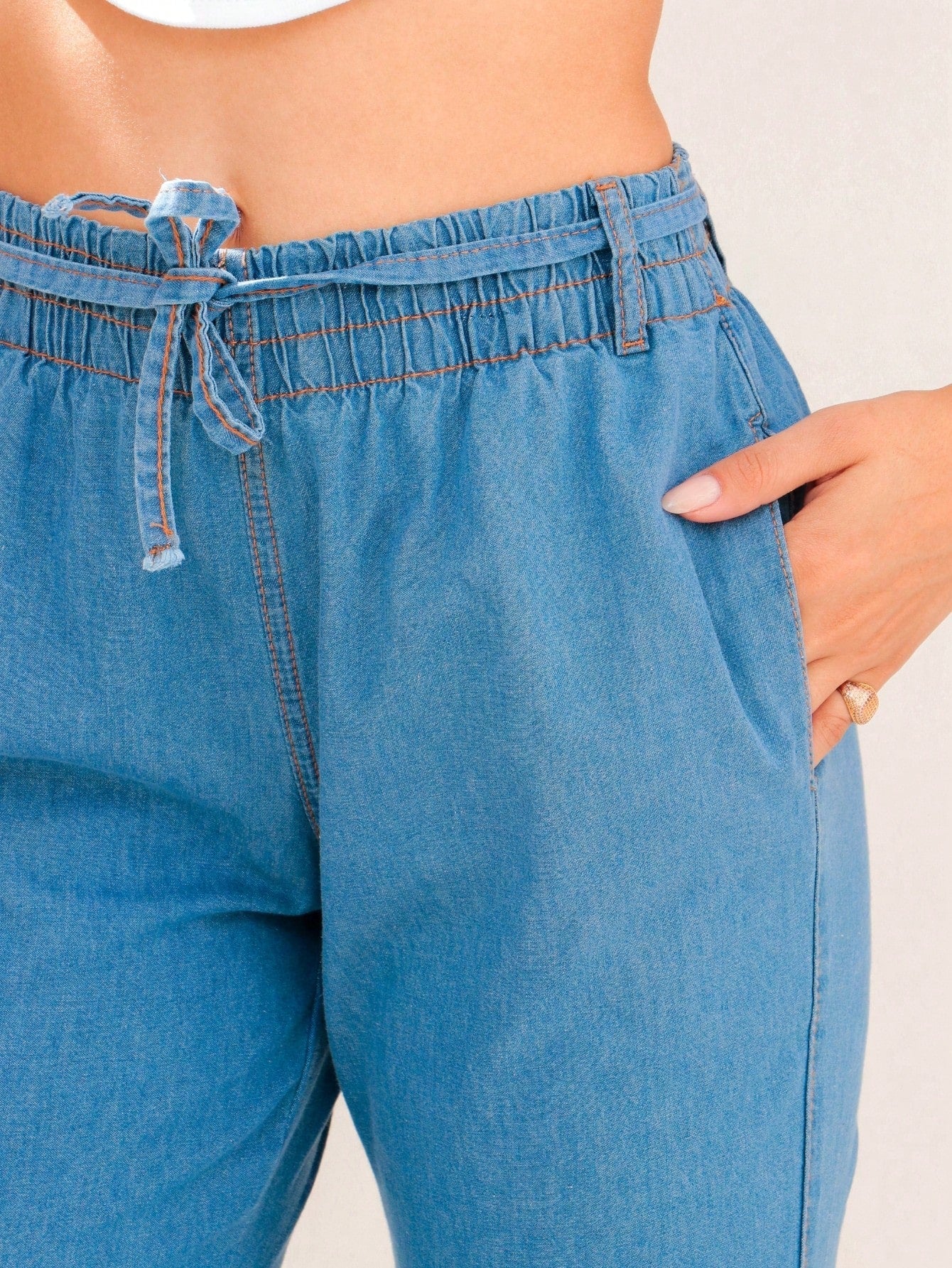 Calça Jeans Feminina Cintura Alta com Elástico