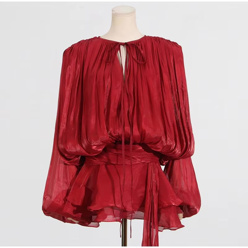 Vestido Feminino Acetinado Plissado -  Izuke