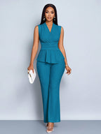 Conjunto Feminino Elegante Calça e Blusa Regata