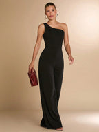 Macacão Assimétrico Um Ombro Só Feminino Elegante