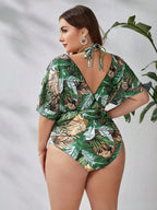 Maiô Plus Size com Mangas e Tule