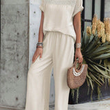 Conjunto Feminino Soltinho Calça e Blusa com Detalhe em Renda