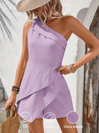 Macaquinho Feminino Um Ombro Só Assimétrico 100% Algodão