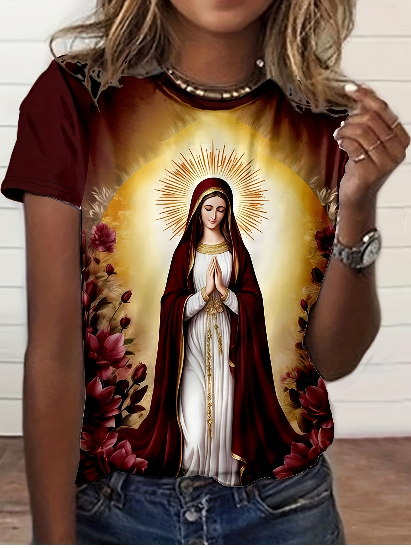 Camiseta Nossa Senhora – Devoção, Beleza e Proteção no Seu Dia a Dia