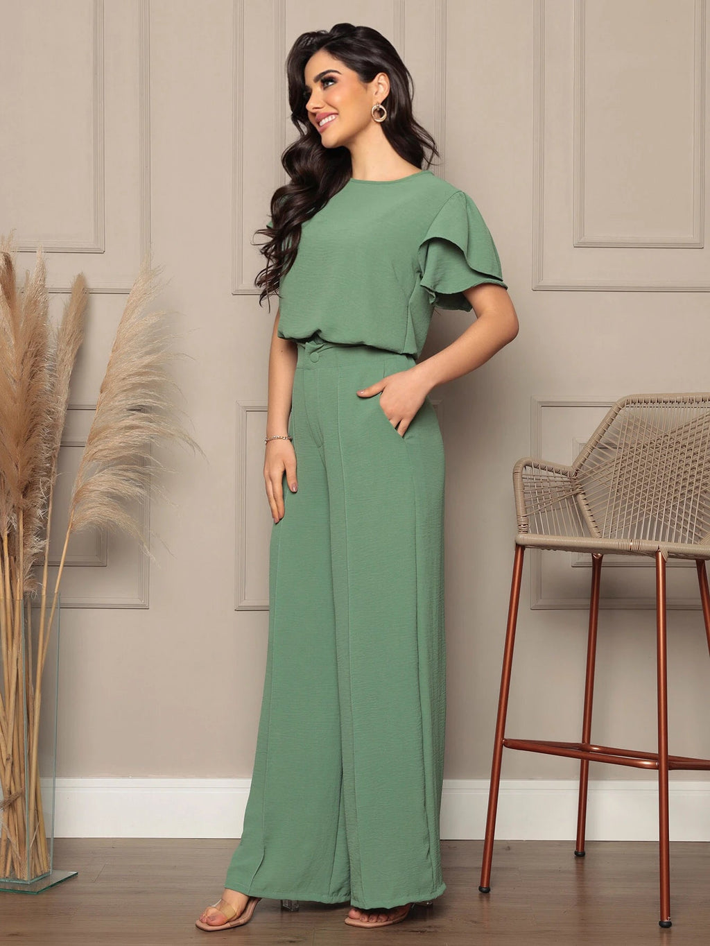 Conjunto Feminino Blusa e Calça Pantalona