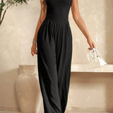 Macacão Regata Feminino Liso Pantalona Confortável