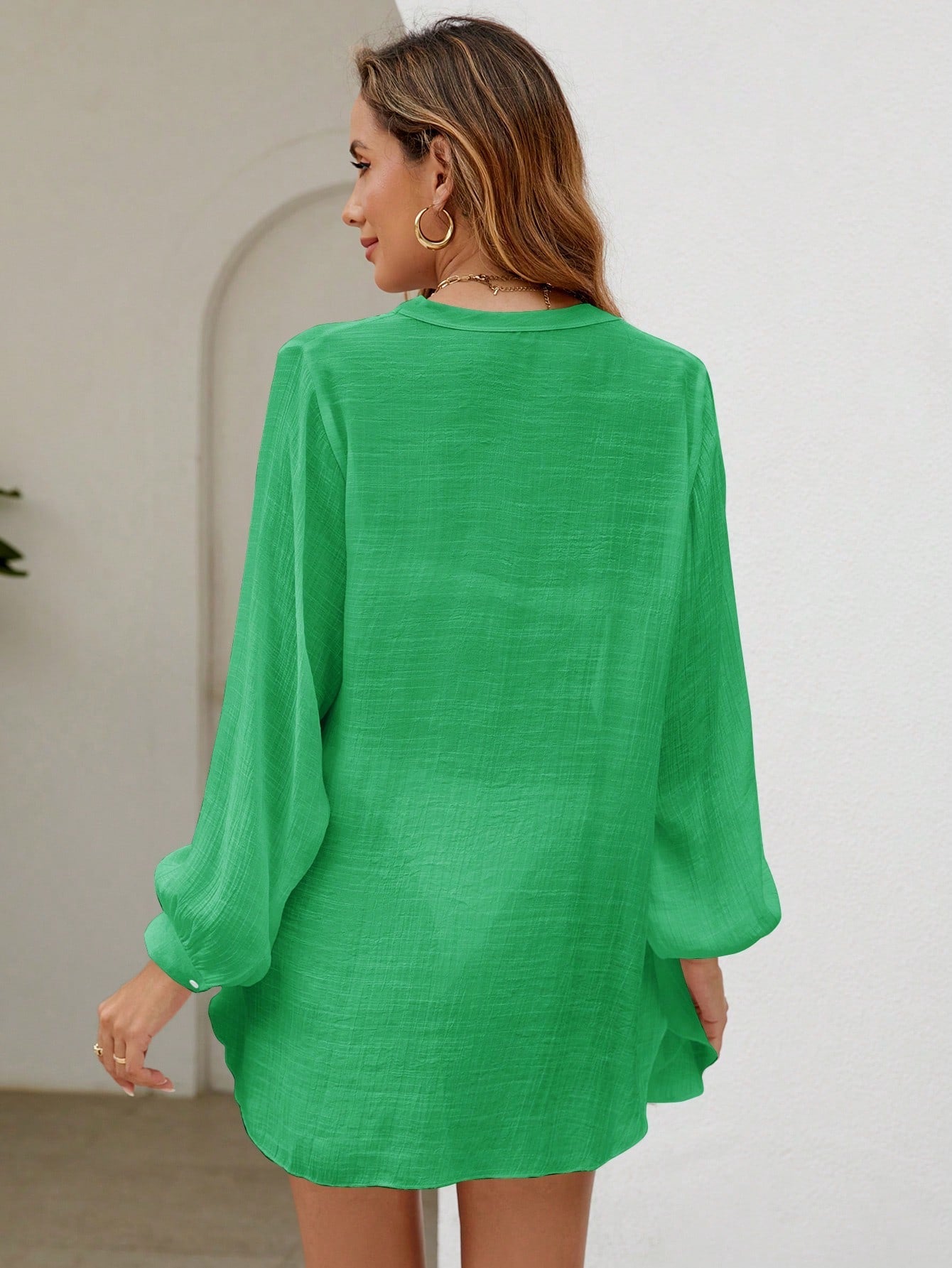 Saída de Praia Camisa com Botões Transparente