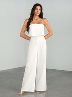 Macacão Feminino de Linho Tomara que Caia Pantalona