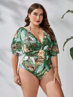 Maiô Plus Size com Mangas e Tule