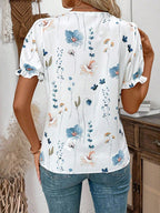Blusa Feminina Manga Curta Chiffon Delicada Florida