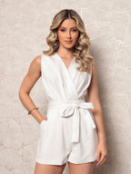 Macaquinho Alfaiataria Regata Feminino com Cinto