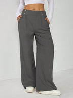 Calça Reta Feminina Alfaiataria com Elástico