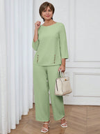 Conjunto Feminino Senhora Blusa e Calça Confortável