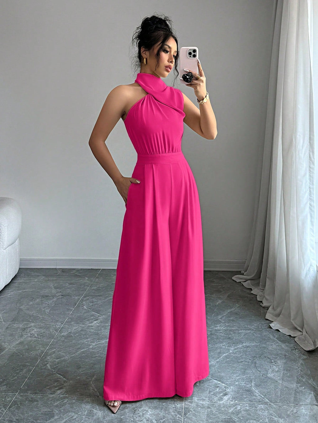 Macacão Feminino Pantalona Elegante Assimétrico