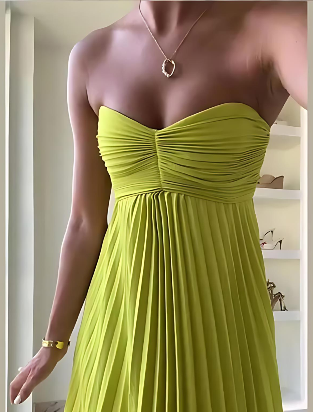 Vestido Feminino Plissado Verde - Julie