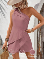 Macaquinho Feminino Um Ombro Só Assimétrico 100% Algodão