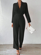 Macacão Feminino Manga Comprida Decote V