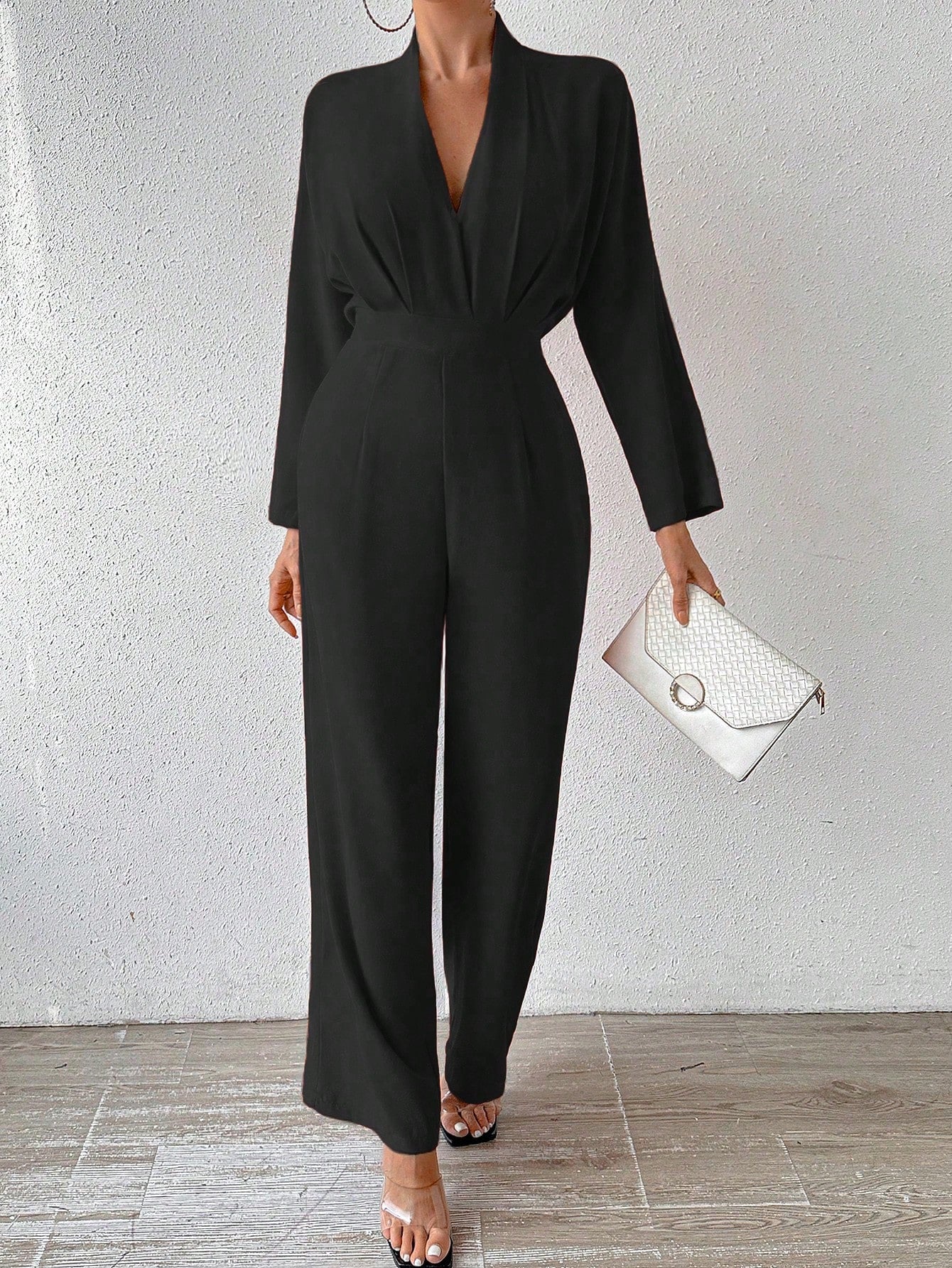 Macacão Feminino Manga Comprida Decote V