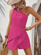 Macaquinho Feminino Um Ombro Só Assimétrico 100% Algodão