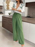 Conjunto Feminino Camisa Estampada e Calça Soltinha