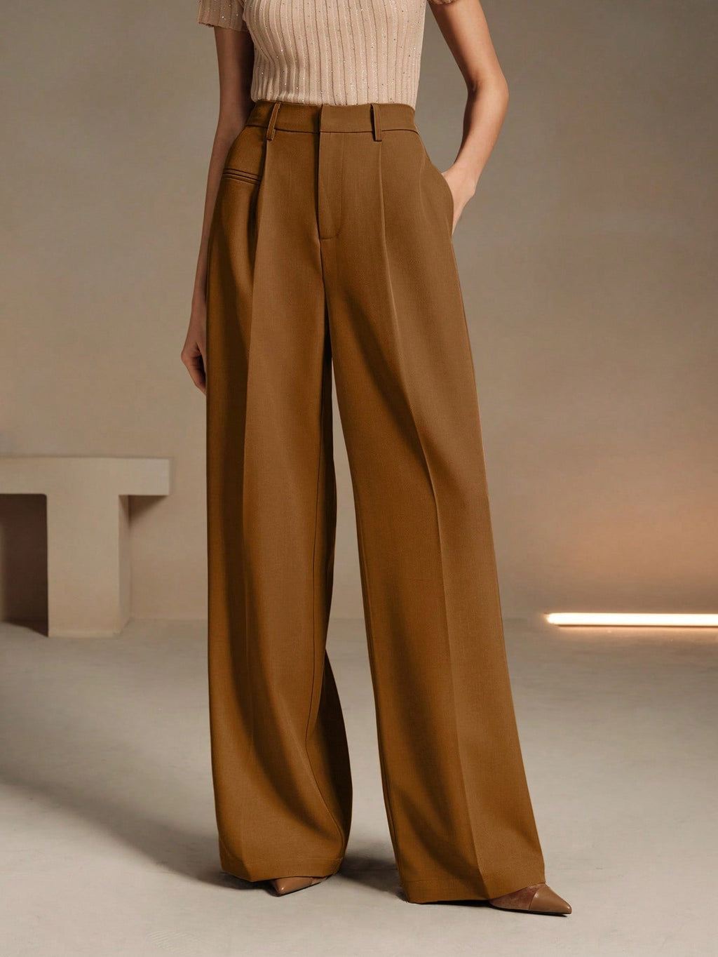 Calça Pantalona Feminina de Alfaiataria Elegante